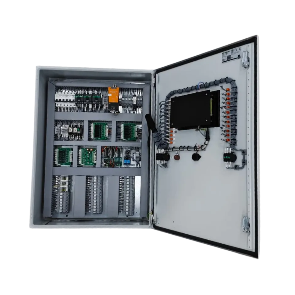 Control panel interior with terminals